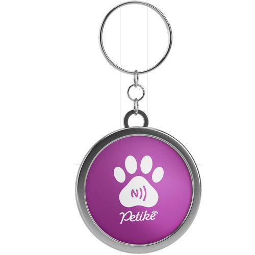 Petike kutyabiléta / kutyacímke, nyakörvre akasztható, NFC, Signature Edition, lila