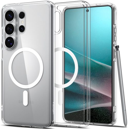 Spigen Ultra Hybrid MagFit Samsung Galaxy S26 Ultra tok, Clear White, átlátszó-fehér