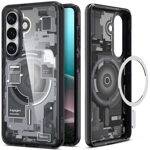 Spigen Ultra Hybrid MagFit Samsung Galaxy S26 Plus tok, MagSafe, Zero One, átlátszó-fekete