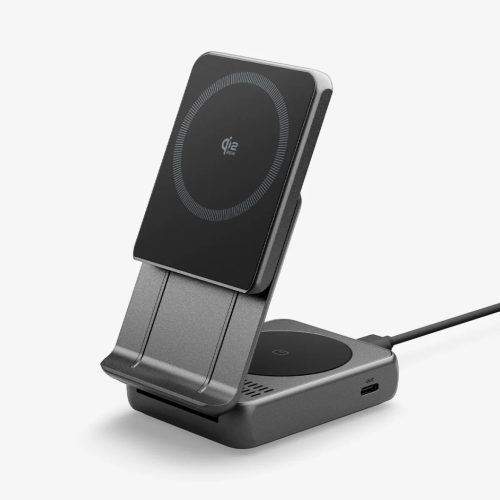 Spigen EF302MOQ 2in1 Magfit vezeték nélküli wireless gyorstöltő, mágneses, 25W, fekete