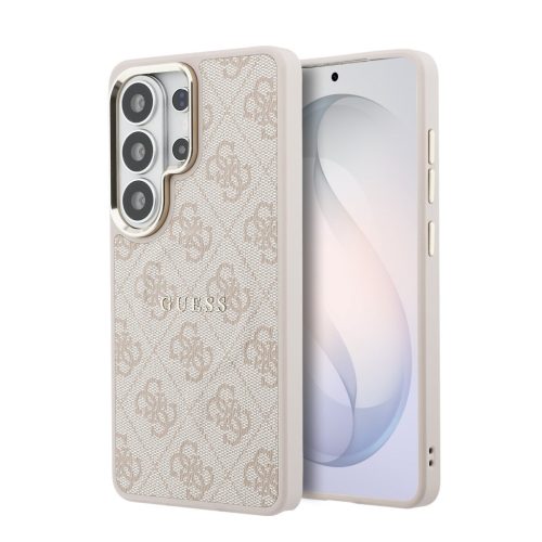 Guess PU Leather 4G Gold Frame Samsung Galaxy S26 Ultra mágneses tok, rózsaszín