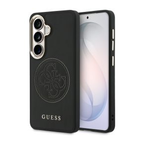   Guess PU Perforated 4G Logo Samsung Galaxy S26 mágneses tok, fekete