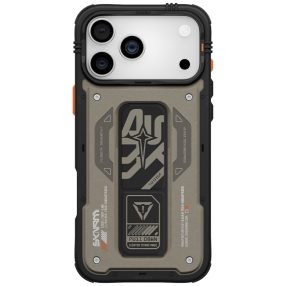   Skinarma Aegis Apple iPhone 17 Pro Max mágneses tok kitámasztóval, Magsafe kompatibilis, szürke