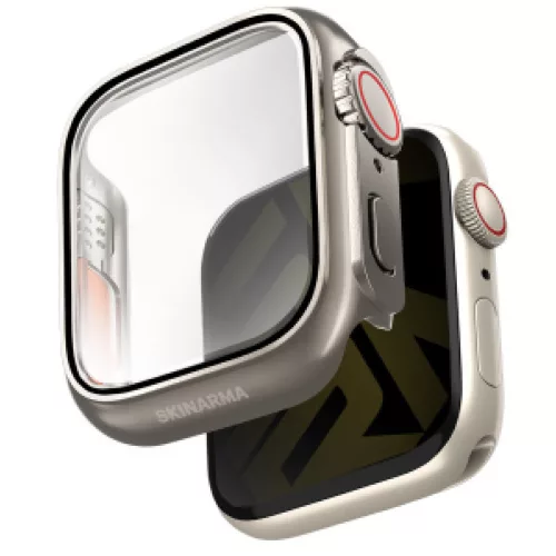Skinarma Gado Apple Watch 11 / Watch 10 46mm tempered glass üvegfólia / tok, titanium (ezüst)