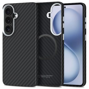   Tech-Protect Ion Carbon Samsung Galaxy S26 hátlap tok, MagSafe, fekete-ezüst