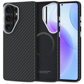   Tech-Protect Ion Carbon Samsung Galaxy S26 Ultra hátlap tok, MagSafe, fekete-ezüst