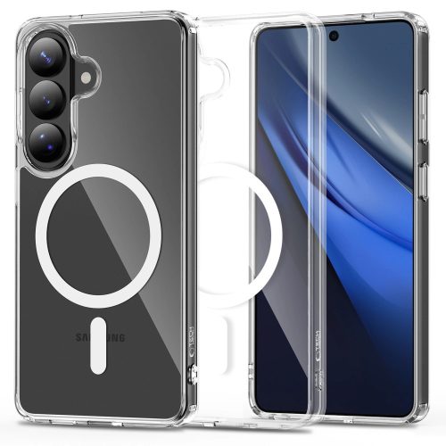 Tech-Protect Flexair Hybrid Samsung Galaxy S26 Plus hátlap tok, megerősített sarok, MagSafe, átlátszó-fehér