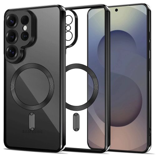 Tech-Protect MagFlex Samsung Galaxy S26 Ultra hátlap tok, MagSafe, átlátszó-fekete (fényes)