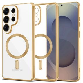   Tech-Protect MagFlex Samsung Galaxy S26 Ultra hátlap tok, MagSafe, átlátszó-arany (fényes)