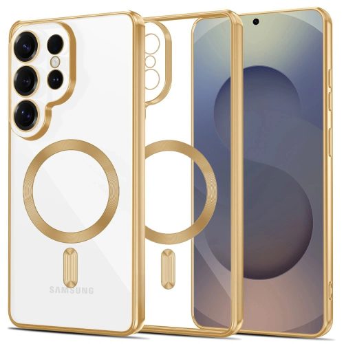 Tech-Protect MagFlex Samsung Galaxy S26 Ultra hátlap tok, MagSafe, átlátszó-arany (fényes)