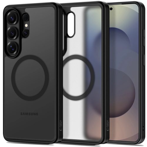 Tech-Protect MagPeak Samsung Galaxy S26 Ultra hátlap tok, MagSafe, áttetsző-fekete