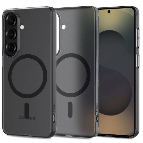 Tech-Protect MagSlim Samsung Galaxy S26 hátlap tok kitámasztóval, MagSafe, áttetsző-fekete