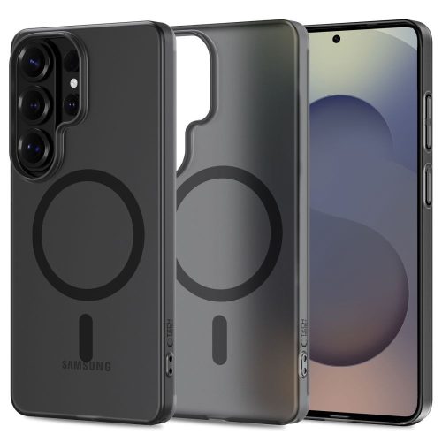 Tech-Protect MagSlim Samsung Galaxy S26 Ultra hátlap tok kitámasztóval, MagSafe, áttetsző-fekete