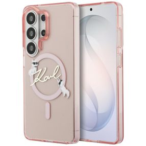   Karl Lagerfeld IML KC Script Samsung Galaxy S26 Ultra mágneses tok, MagSafe, rózsaszín