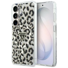   Guess IML Leopard Print Triangle Samsung Galaxy S26 mágneses tok, MagSafe, fekete