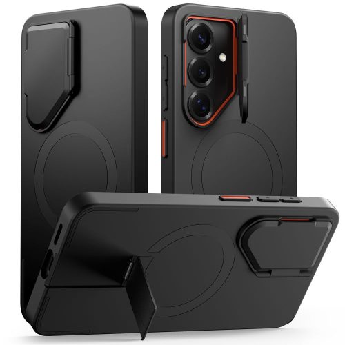 Tech-Protect Kevlar Aura Samsung Galaxy S26 Ultra tok kameravédelemmel, kitámasztóval, fekete-narancs