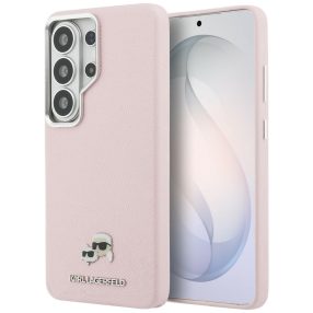   Karl Lagerfeld Saffiano KC Metal Logo Samsung Galaxy S26 Ultra mágneses tok, MagSafe, rózsaszín