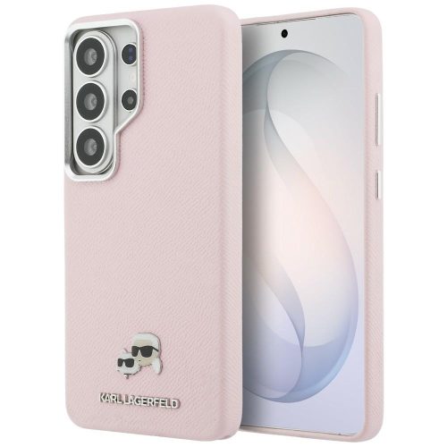 Karl Lagerfeld Saffiano KC Metal Logo Samsung Galaxy S26 Ultra mágneses tok, MagSafe, rózsaszín