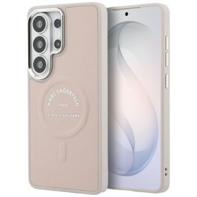   Karl Lagerfeld Embossed Ring RSG Logo Samsung Galaxy S26 Ultra mágneses tok, MagSafe, rózsaszín