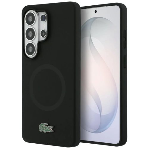 Lacoste Silicone Metal Croc Logo Samsung Galaxy S26 Ultra mágneses tok, MagSafe, fekete
