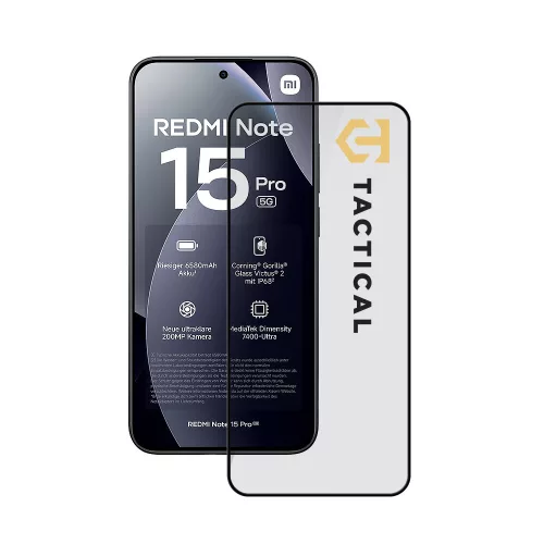 Tactical Glass Shield 5D Xiaomi Redmi Note 15 Pro Plus 5G / Poco M8 Pro kijelzővédő üvegfólia, fekete