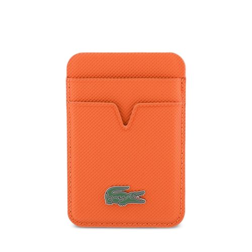 Lacoste PU Iconic Petit Pique mágneses kártyatartó, MagSafe, narancs