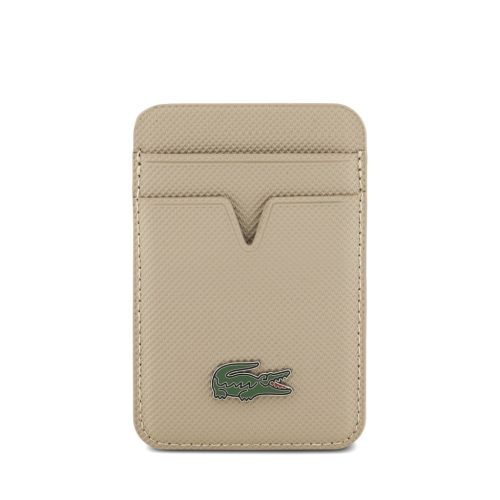 Lacoste PU Iconic Petit Pique mágneses kártyatartó, MagSafe, bézs